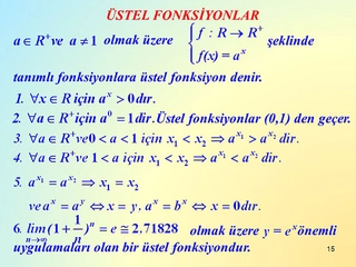 Üstel Fonksiyon Konu Anlatımı ve Testleri